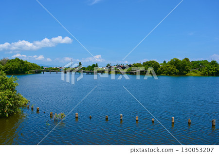 乙女池、太鼓橋、水濱景觀、高島市 130053207