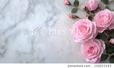 Pink roses and marble 130053343