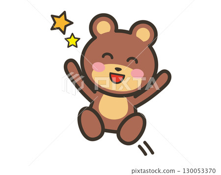 Cute bear character illustration jumping with joy Cute bear character illustration jumping with joy 130053370