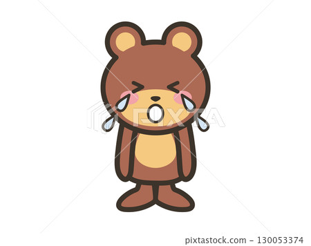Cute crying bear character illustration 130053374