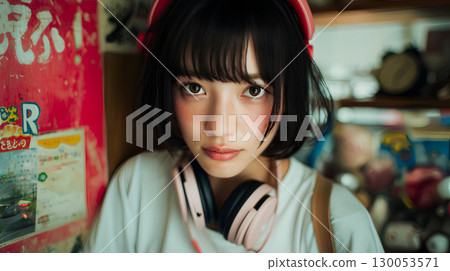 A woman listening to music 130053571