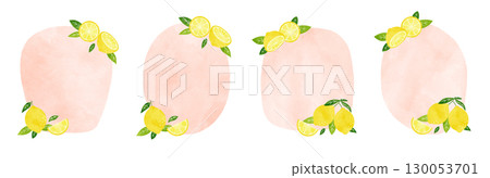 A refreshing watercolor lemon frame illustration set 130053701