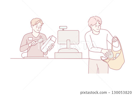 Man buying groceries in supermarket 130053820