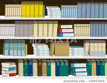 A cluttered bookshelf (blue) A cluttered bookshelf (blue) 130053929