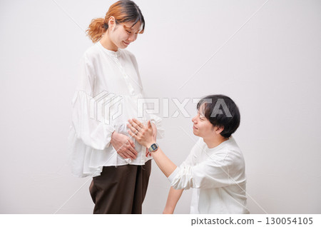 面對面的夫婦，孕婦，孕婦 130054105