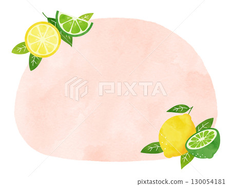 檸檬和酸橙的清新水彩畫框插圖 130054181