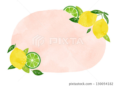 檸檬和酸橙的清新水彩畫框插圖 130054182