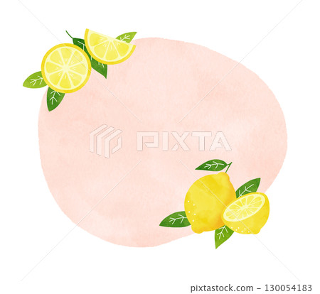 檸檬的清爽水彩畫框架插圖 130054183