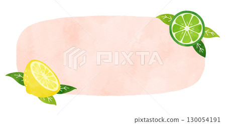 檸檬和酸橙的清新水彩畫框插圖 130054191