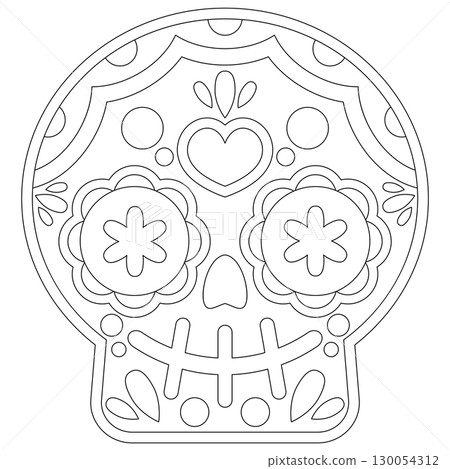 Line drawing calavera vector illustration Line drawing calavera vector illustration 130054312