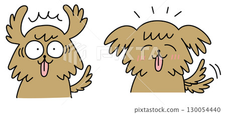 Surprise and joy facial expression set dog vector Surprise and joy facial expression set dog vector 130054440