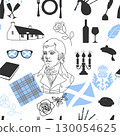 Seamless pattern Robert Burns Night 25th January, United Kingdom Scotland flags. Vector vintage invitation illustration 130054625