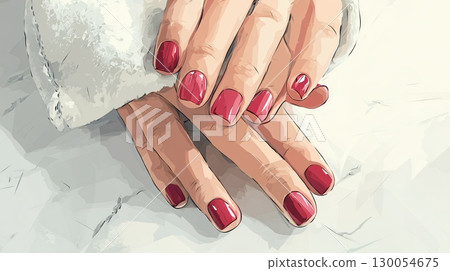 婦女的手繪畫指甲油 130054675