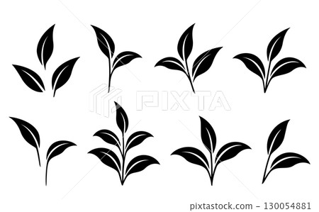 Hand drawn branches, leaves and sprig icons set 130054881