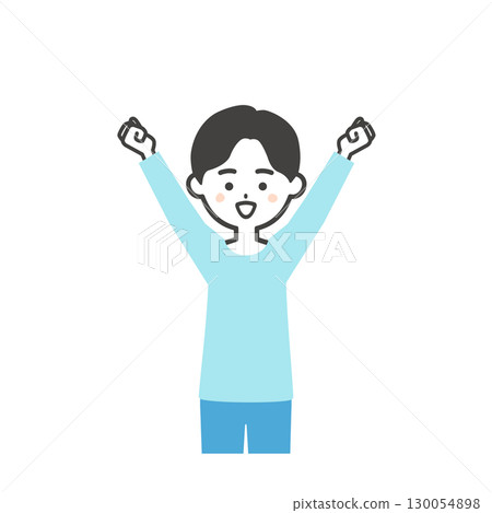 一個男孩舉起雙拳的插圖 130054898