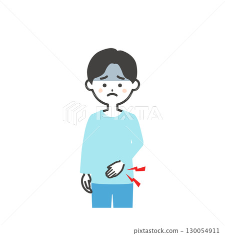 一個男孩摀著肚子的插圖 130054911