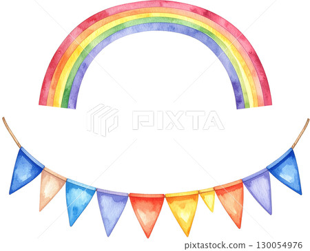 彩虹和國旗花環框架背景透明 彩虹和國旗花環框架背景透明 130054976