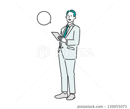 Business person holding documents - man standing full body - clipboard - vector illustration Business person holding documents - man standing full body - clipboard - vector illustration 130055073