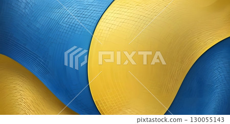 Abstract Blue and Yellow Gradient Waves, Ukrainian Flag Colors, Presentation Background 130055143