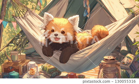 紅貓熊在吊床上休息 紅貓熊在吊床上休息 130055316