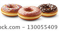 Donuts with sugar and chocolate glaze isolated on white background with clipping path 130055409