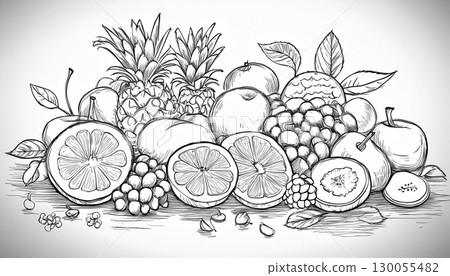 各種水果的素描 130055482