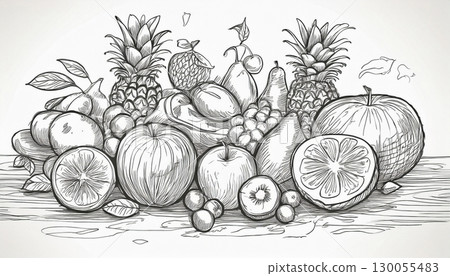 Sketches of various fruits 130055483