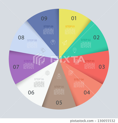 Infographic 9 options design elements for your business data. Vector Illustration. 130055532