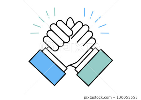 Illustration of two businessmen's hands clasped tightly together 130055555