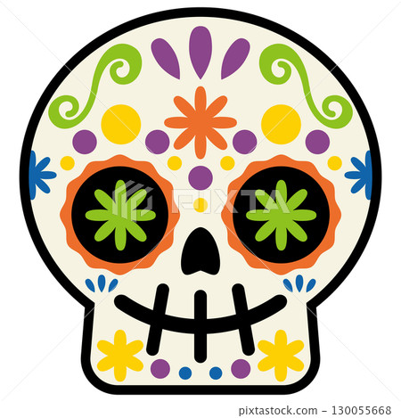 Colorful and cute calavera vector illustration 130055668