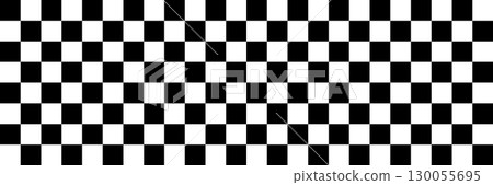 Classic seamless checkerboard pattern in black and white floor tile style 130055695
