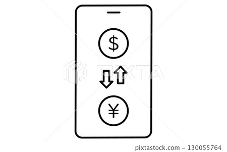 網路貨幣兌換金融科技圖標，黑白 130055764