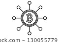 黑白區塊鏈和比特幣金融科技圖標 130055779