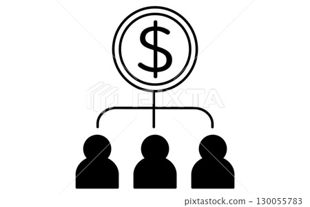 金融科技圖標，用於貸款和籌款圖像，黑色和白色 130055783