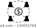 金融科技圖標，黑色和白色，用於透過眾籌進行籌款 130055784