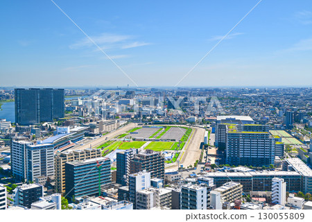 Kawasaki Racecourse and Kawasaki Ward - View from the Kawasaki City Hall Sky Deck [Kawasaki City, Kanagawa Prefecture] 130055809