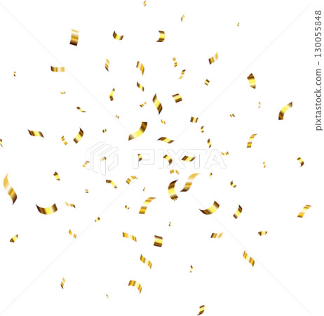 Serpentine explosion. Golden confetti ribbons frame design 130055848