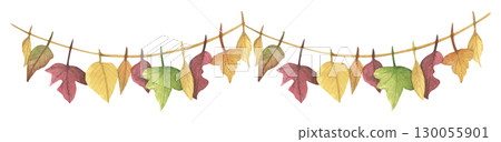 Watercolor Autumn Leaf Garland. Thanksgiving Decoration, Fall Bunting, Cozy Harvest Ornament. Vintage Leaf String Decor. 130055901