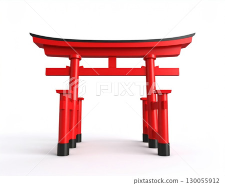 Traditional Japanese Red Torii Gate Isolated on White Background 130055912