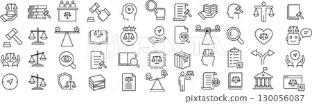 Vector monochrome ethics line icon set 130056087