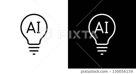Light bulb idea inspiration AI icon 130056139