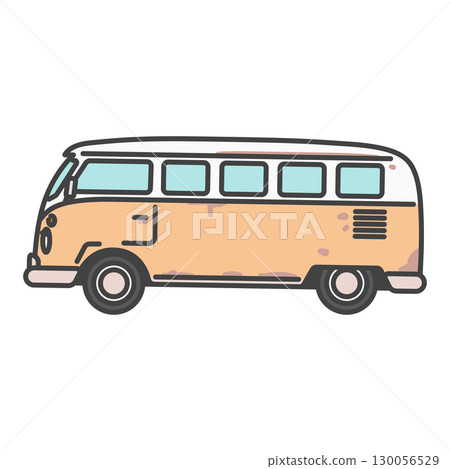 復古廂型車/旅行車：老舊生鏽的古董車 130056529