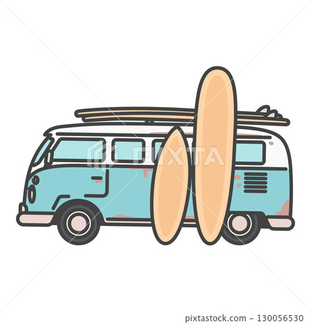 Retro van/wagon-type classic cars, surfboards, and scenes from Hawaii and California Retro van/wagon-type classic cars, surfboards, and scenes from Hawaii and California 130056530