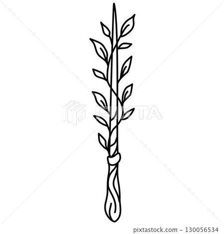 Hand drawn magic wand illustrations with sparkles stars and shooting swirls in whimsical doodle style perfect for halloween spell themes journaling scrapbooking stickers party decor and crafts 130056534