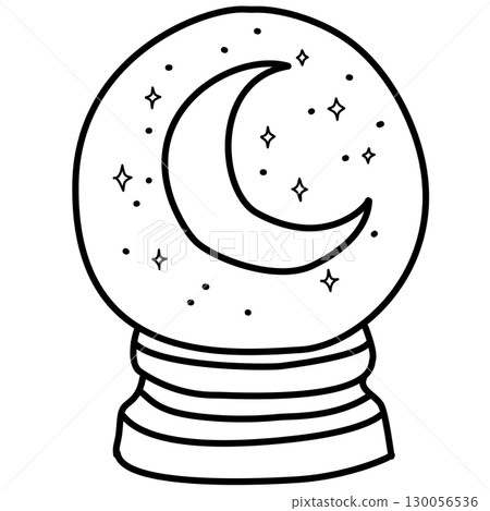 Hand drawn crystal ball illustrations with magical doodle designs featuring stars sparkles smoke and swirling energy for witchy journaling scrapbooking stickers spellbook covers and mystical crafts 130056536