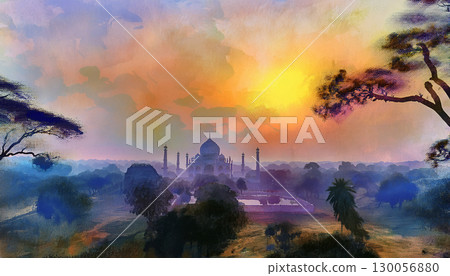 水彩印度風景 130056880