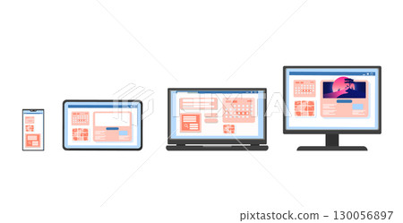 Flat Illustration of Multi Device Screens 130056897
