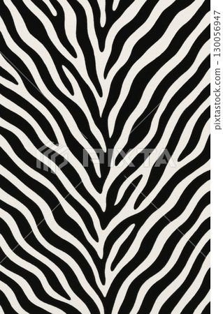 Seamless black and white zebra stripe pattern with bold wildlife texture creating striking and dynamic animal print background design 130056947