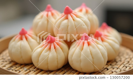 Traditional Chinese peach-shaped steamed buns 130057200