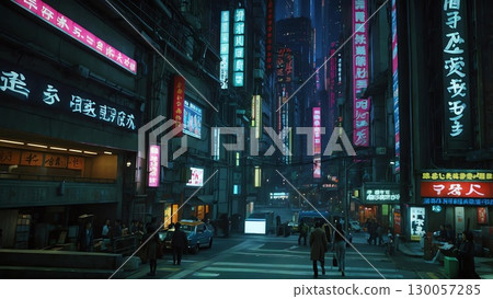 遊戲背景:Cybertown 圖像,夜晚繁華的市中心區域 遊戲背景:Cybertown 圖像,夜晚繁華的市中心區域 130057285